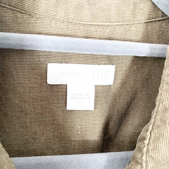 J. Jill corduroy green-brown long sleeve button front collared knee length dress - Picture 5 of 10